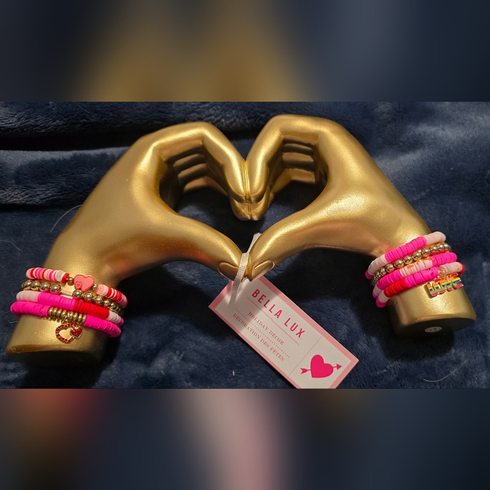 Bella Lux Pink and Gold Beaded Bracelet Hand Decor